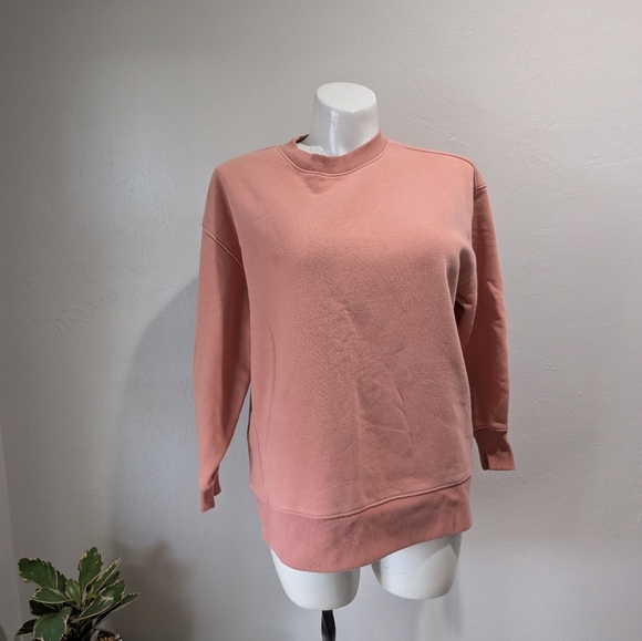 Everlane pink The Retrack Oversized Crew neck sweater size L - Picture 2 of 6